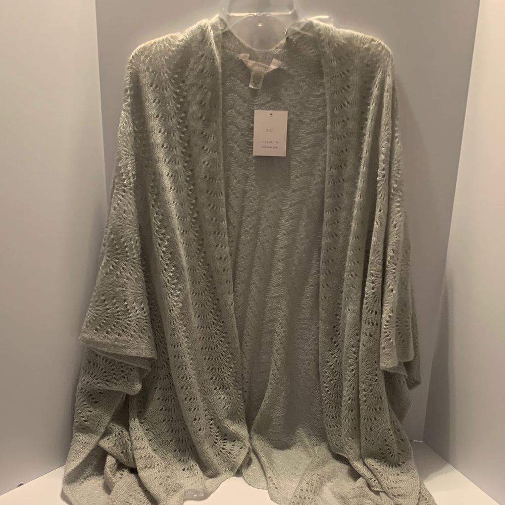 LC Lauren Conrad Light Gray Open Knit Poncho